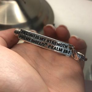 Bracelet with a Bible verse.